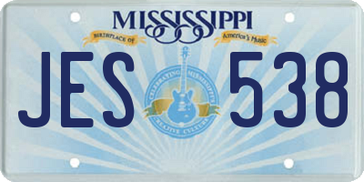 MS license plate JES538