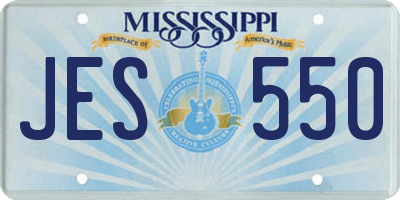 MS license plate JES550