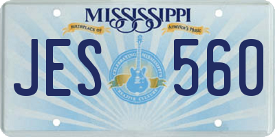 MS license plate JES560