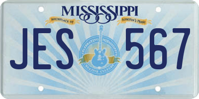 MS license plate JES567