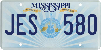 MS license plate JES580