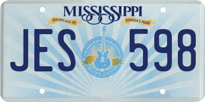 MS license plate JES598