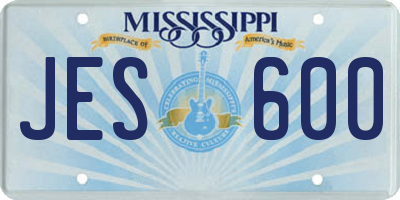 MS license plate JES600
