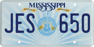 MS license plate JES650