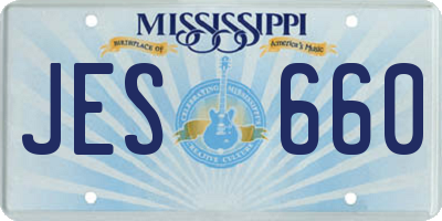 MS license plate JES660