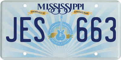 MS license plate JES663
