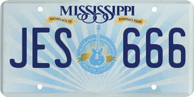 MS license plate JES666