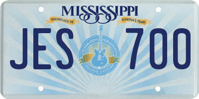 MS license plate JES700