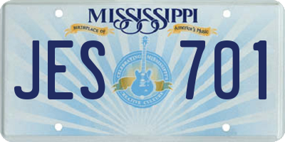 MS license plate JES701
