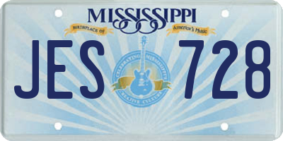 MS license plate JES728