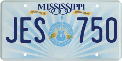 MS license plate JES750