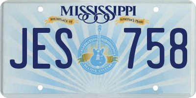 MS license plate JES758