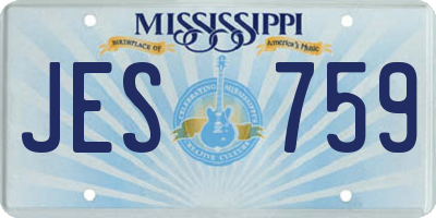 MS license plate JES759