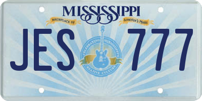 MS license plate JES777