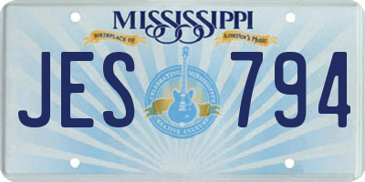 MS license plate JES794