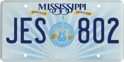 MS license plate JES802