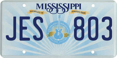 MS license plate JES803
