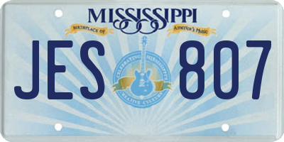 MS license plate JES807
