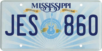 MS license plate JES860