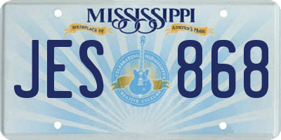 MS license plate JES868