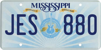 MS license plate JES880