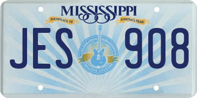 MS license plate JES908