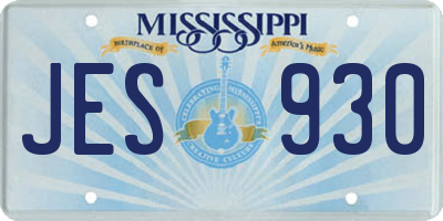 MS license plate JES930