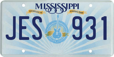 MS license plate JES931