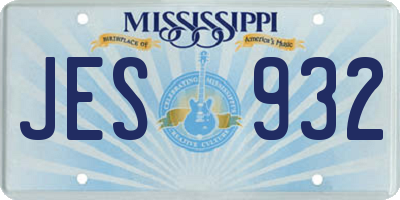 MS license plate JES932