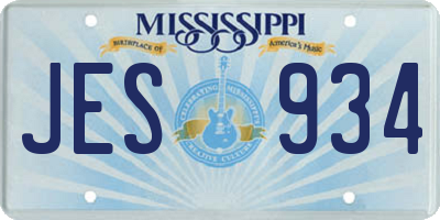 MS license plate JES934