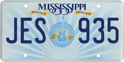 MS license plate JES935