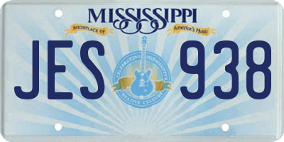 MS license plate JES938