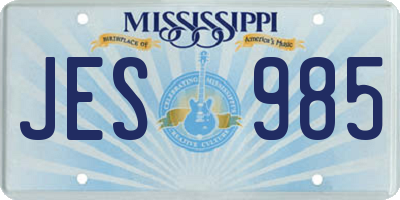 MS license plate JES985
