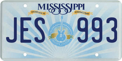 MS license plate JES993