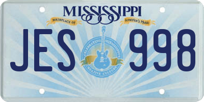 MS license plate JES998