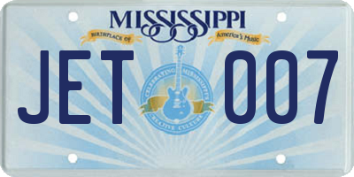 MS license plate JET007