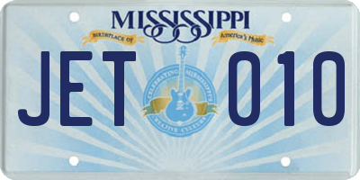 MS license plate JET010