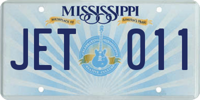 MS license plate JET011