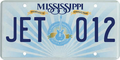 MS license plate JET012