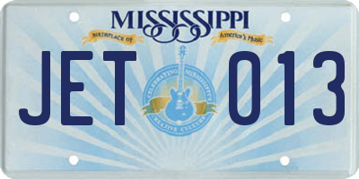 MS license plate JET013