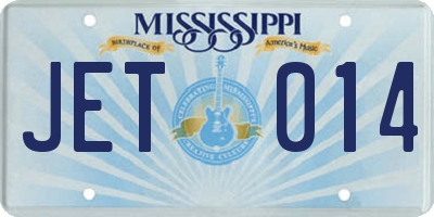 MS license plate JET014