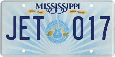 MS license plate JET017