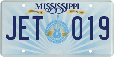MS license plate JET019