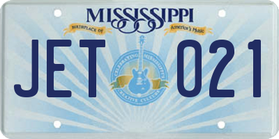 MS license plate JET021