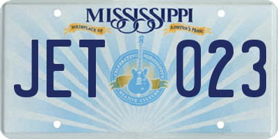 MS license plate JET023