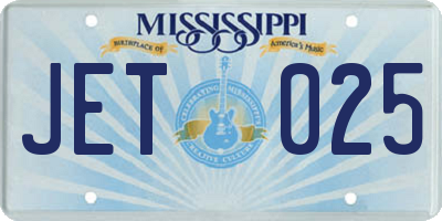 MS license plate JET025