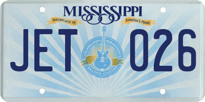 MS license plate JET026