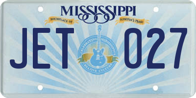 MS license plate JET027