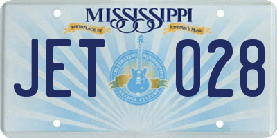 MS license plate JET028