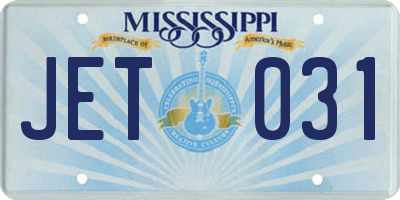 MS license plate JET031